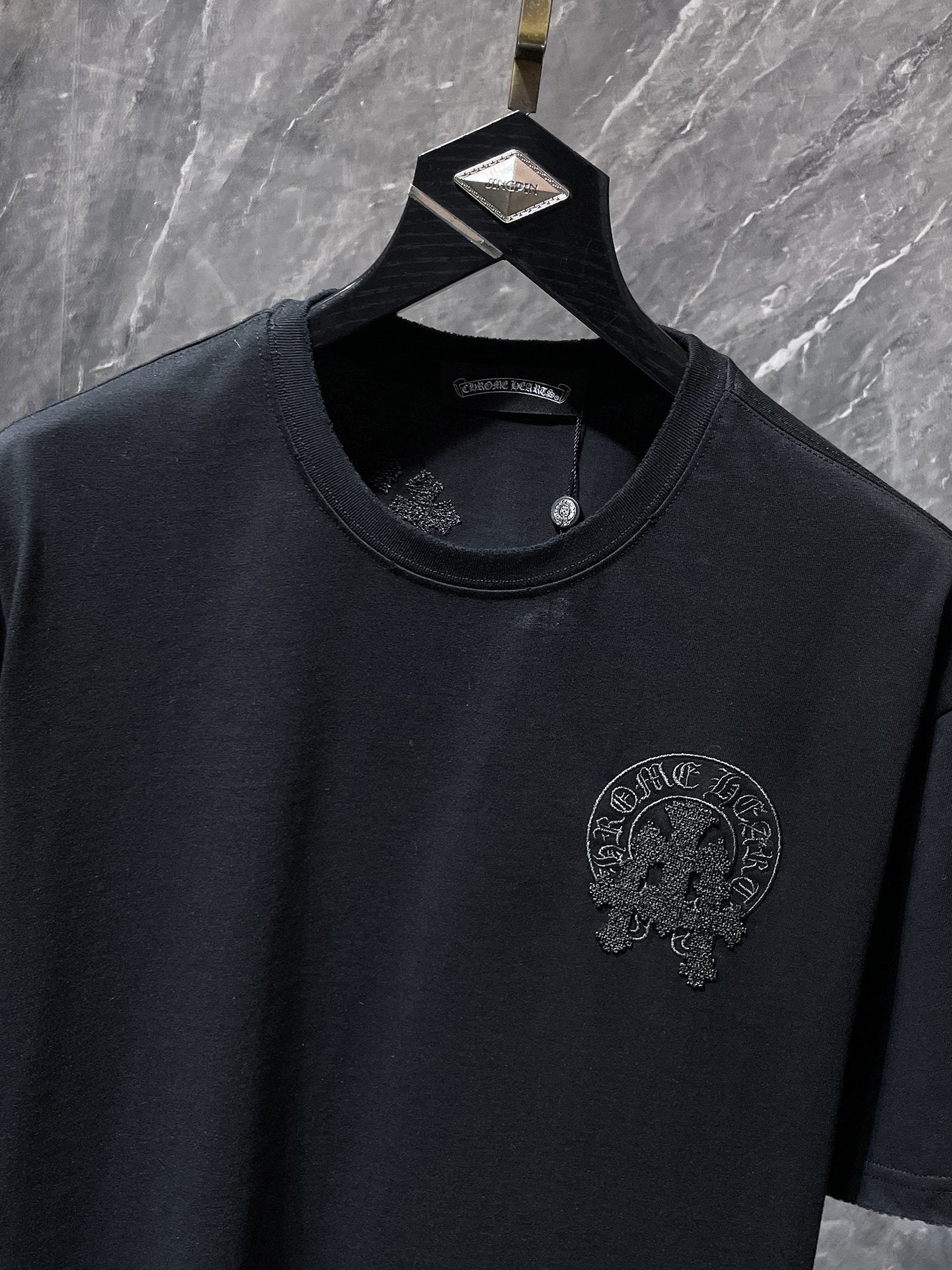 Chrome Hearts Beaded Horseshoe Logo T-Shirt – Black (Rare Textured Edition)