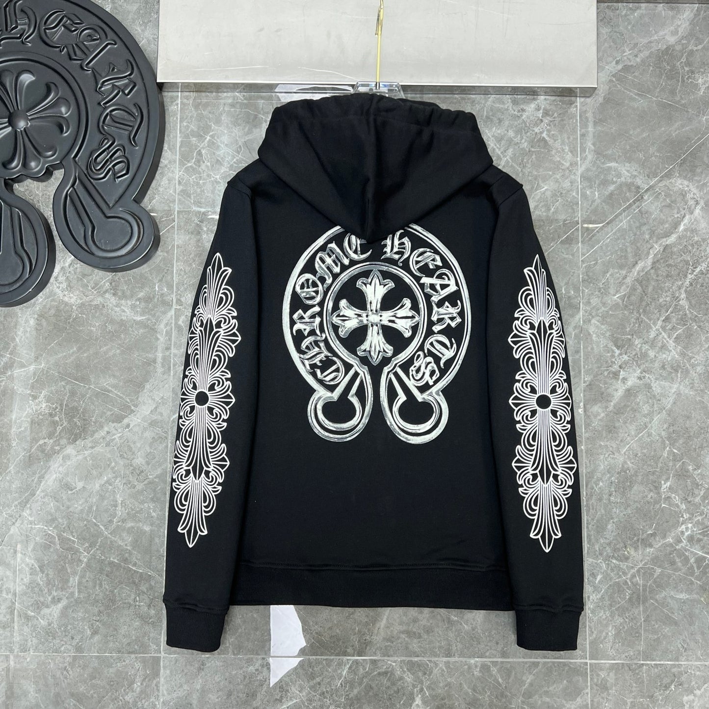Chrome Hearts Glow Hoodie – Cross Logo Black (Reflective / Glow-in-the-Dark)