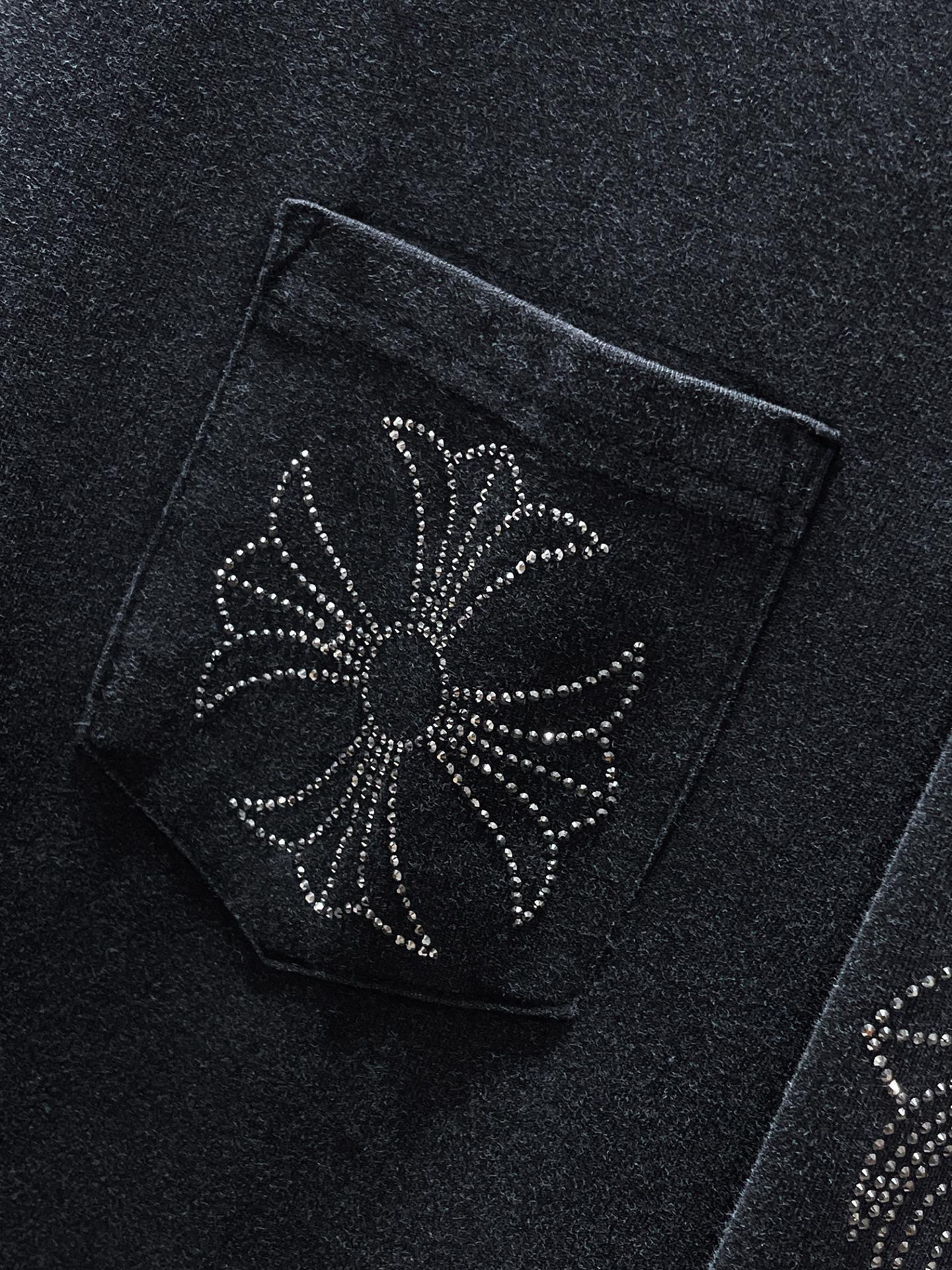 Chrome Hearts Rhinestone Long Sleeve Tee – Cross Logo Black