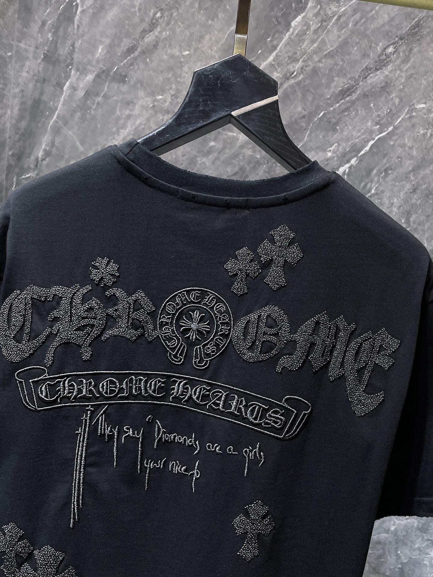 Chrome Hearts Beaded Horseshoe Logo T-Shirt – Black (Rare Textured Edition)