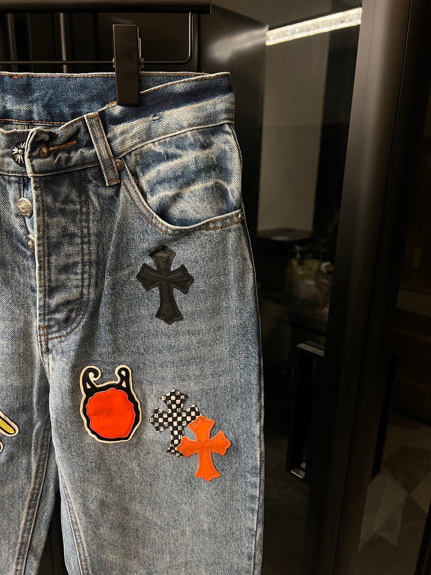“Sex Records” Multi Patch Denim Jeans