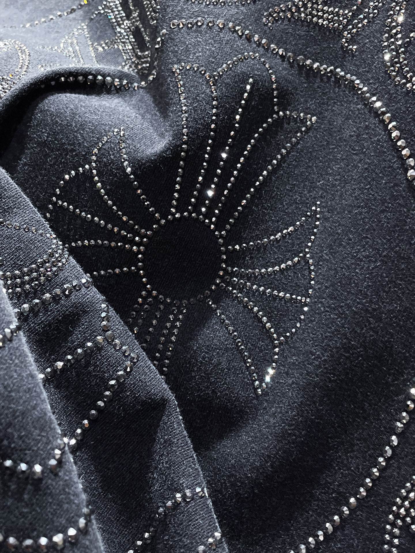 Chrome Hearts Rhinestone Long Sleeve Tee – Cross Logo Black