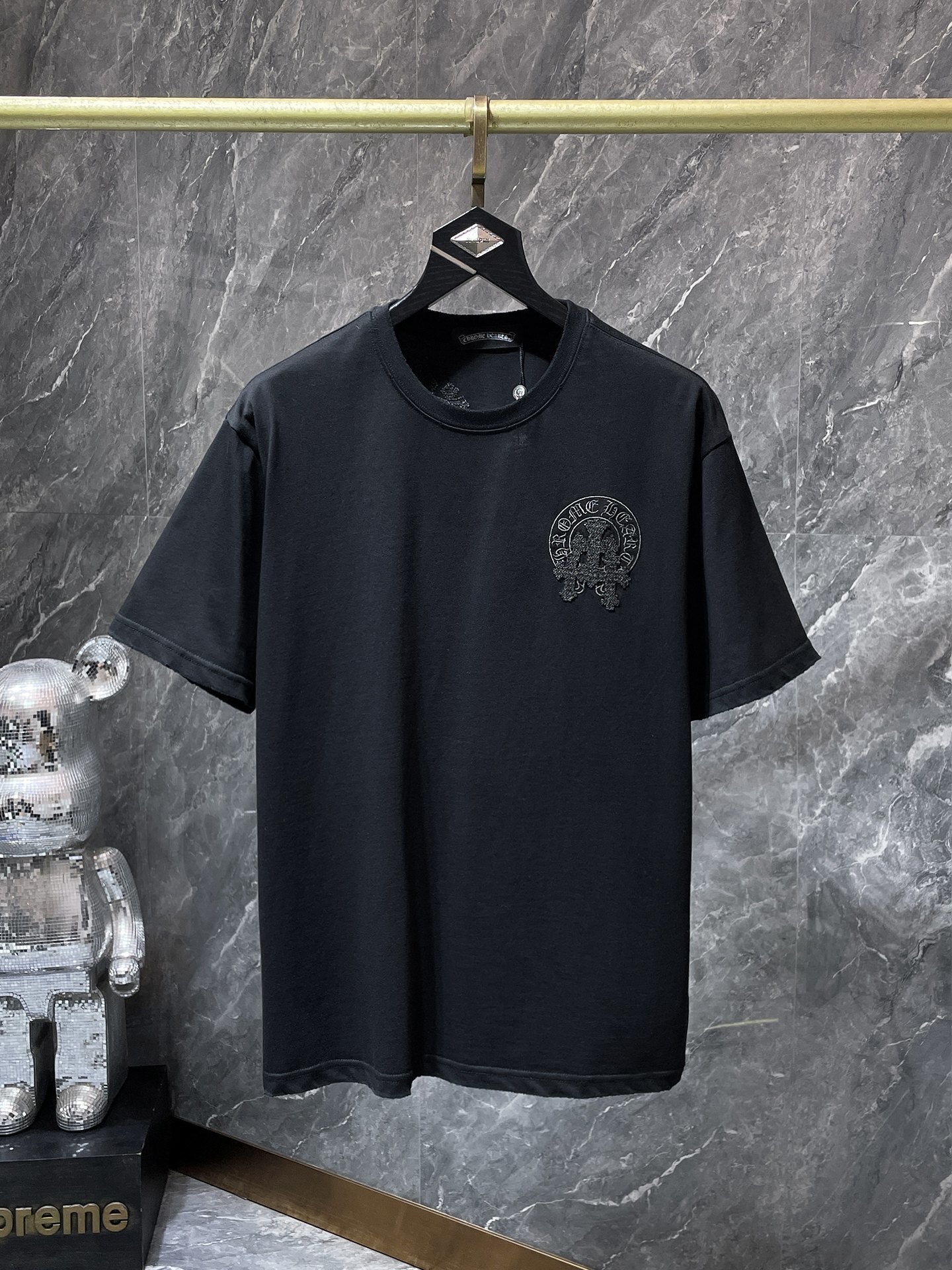 Chrome Hearts Beaded Horseshoe Logo T-Shirt – Black (Rare Textured Edition)