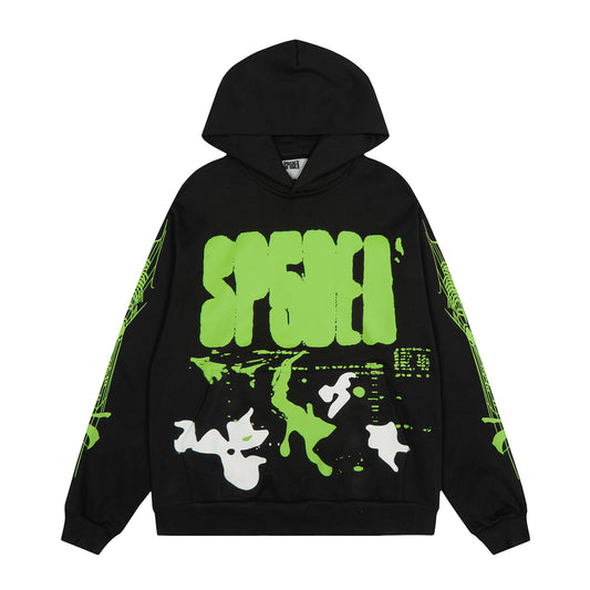 Sp5der Spe5der Web Graphic Hoodie Black Green Streetwear