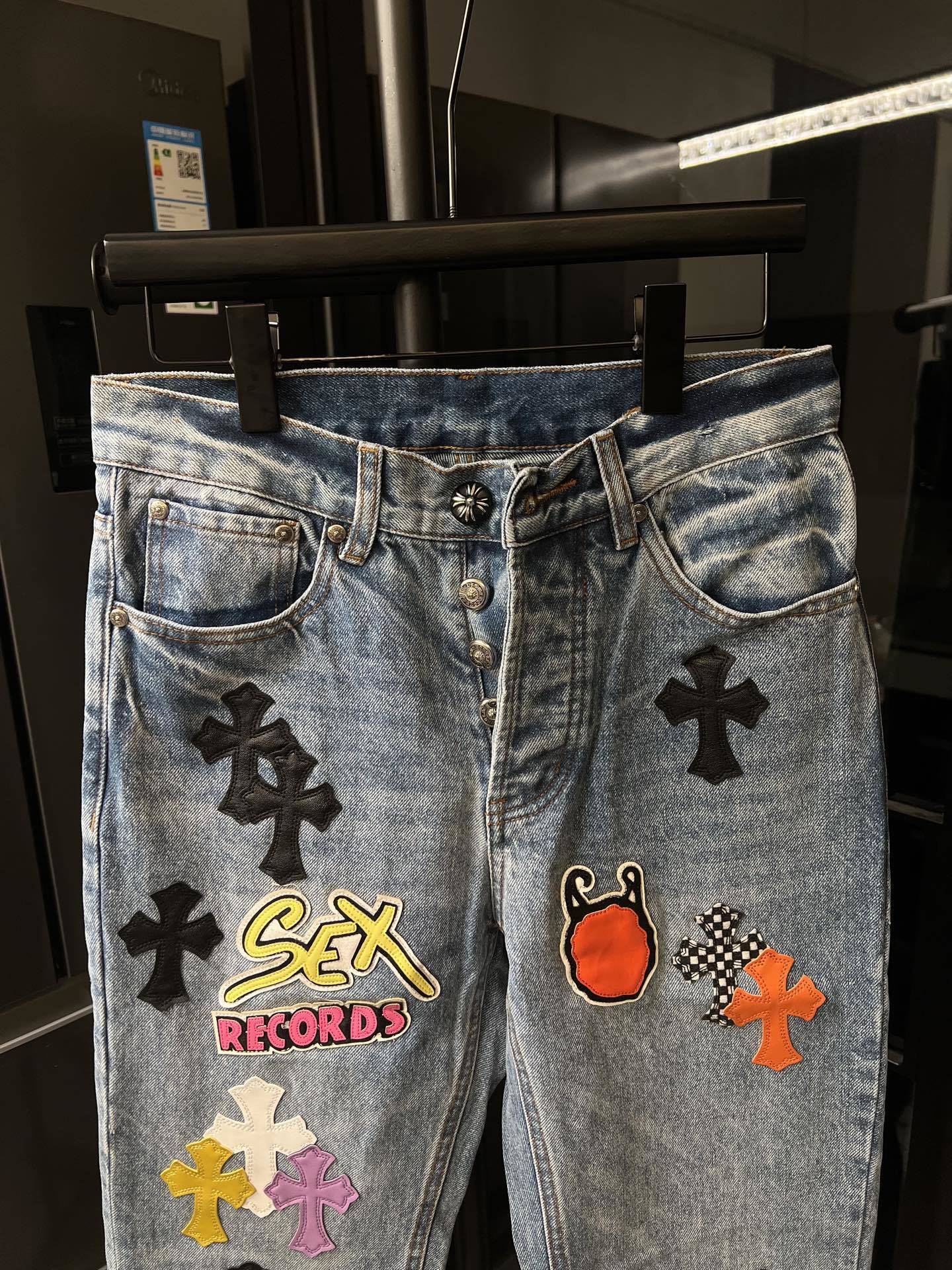 “Sex Records” Multi Patch Denim Jeans