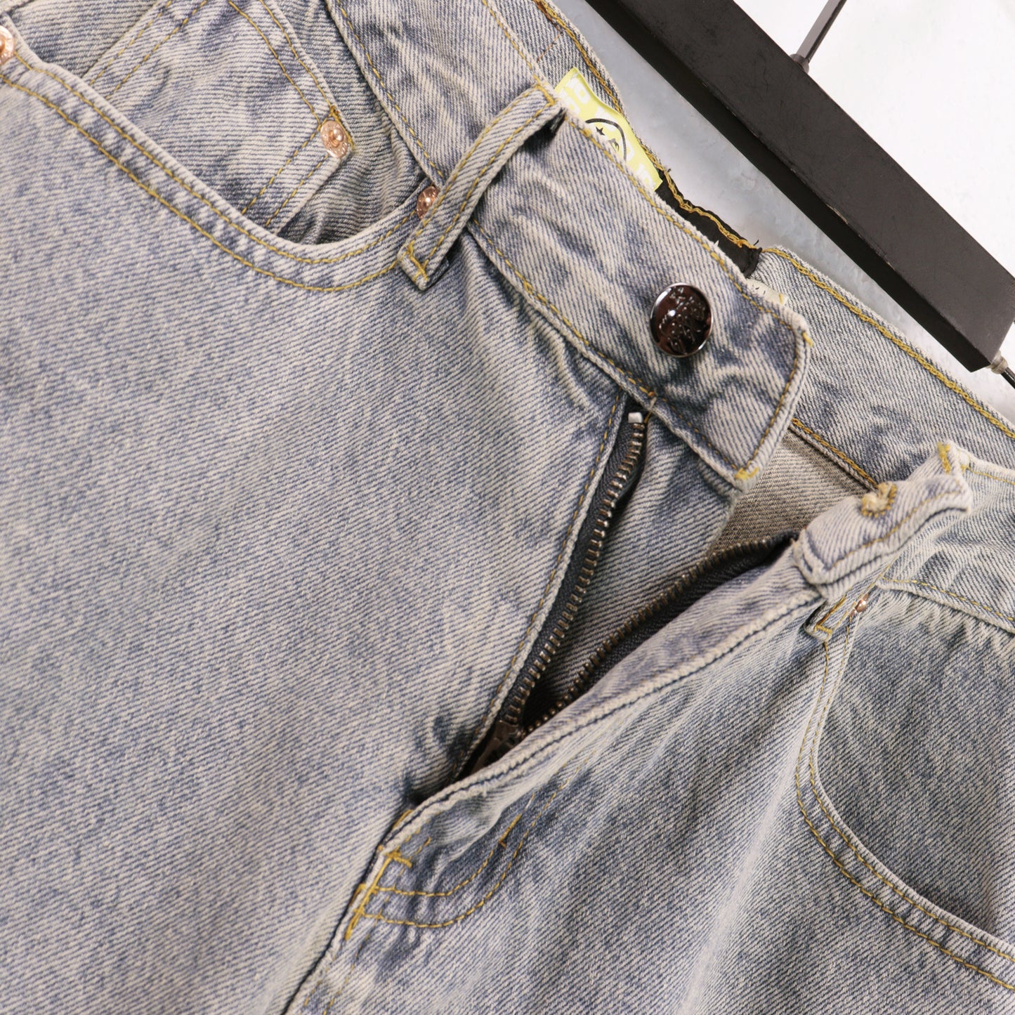Hellstar Distressed Flame Face Denim Jeans Light Wash