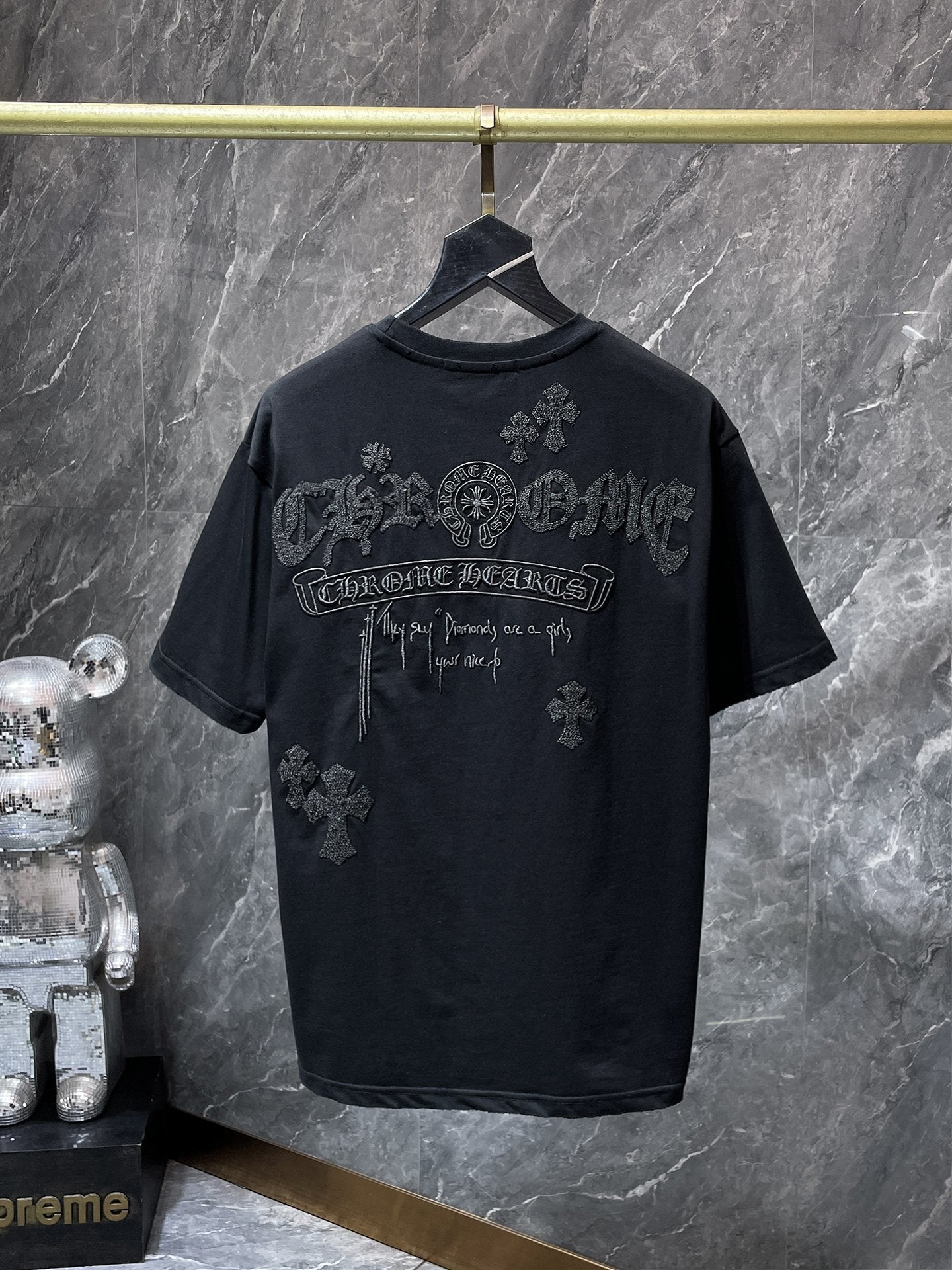 Chrome Hearts Beaded Horseshoe Logo T-Shirt – Black (Rare Textured Edition)