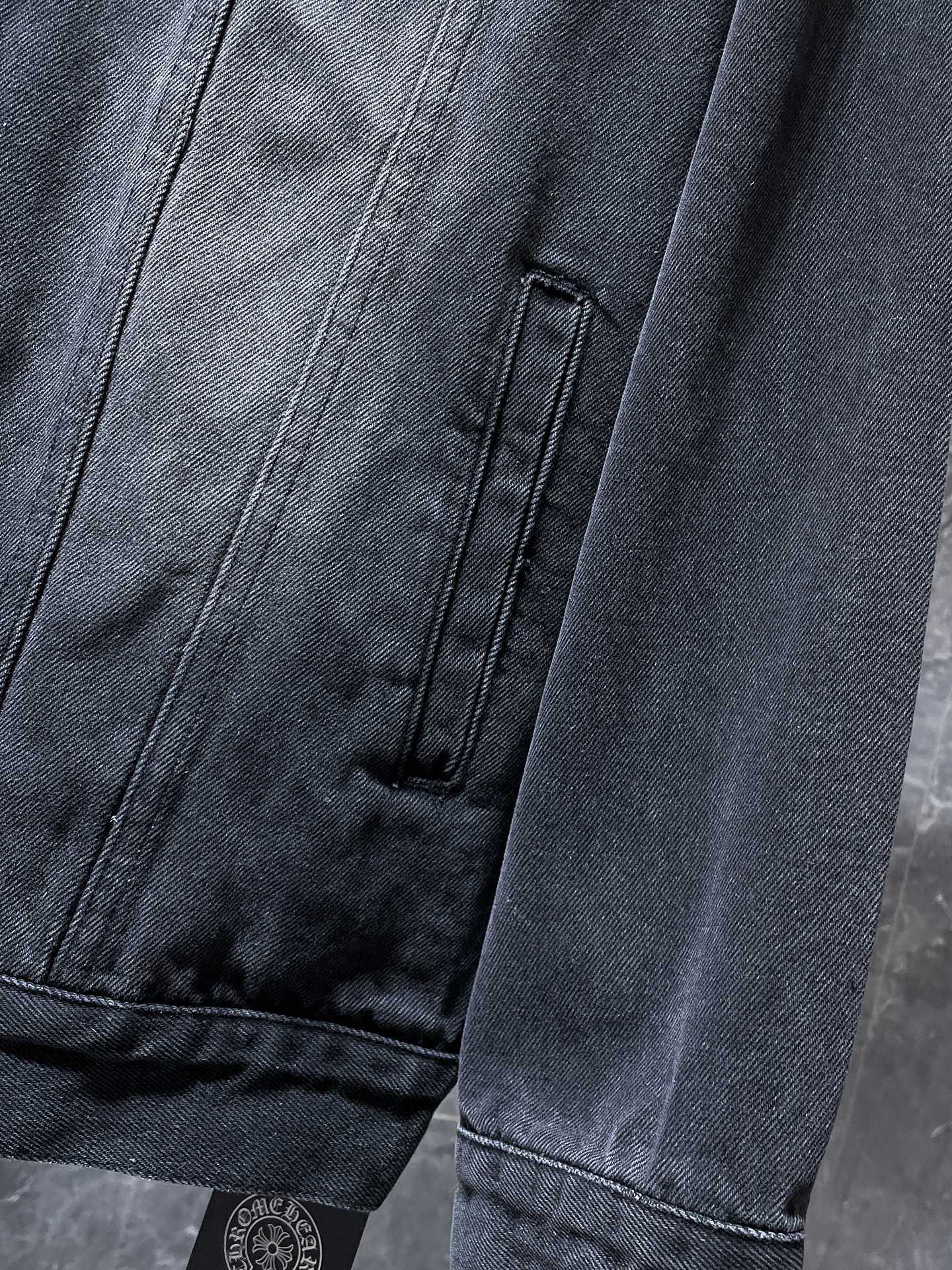 Chrome Hearts Black Denim Trucker Jacket – Cross Patch (Washed Black)