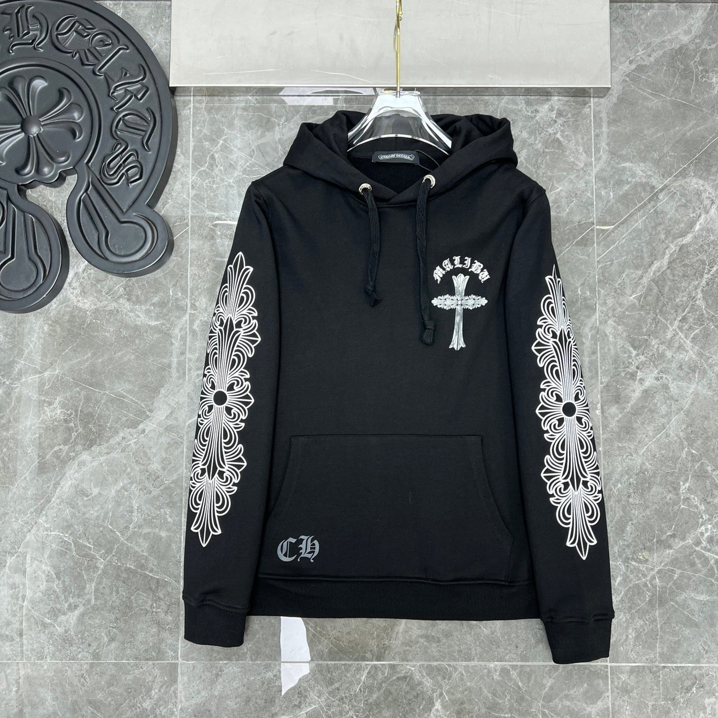 Chrome Hearts Glow Hoodie – Cross Logo Black (Reflective / Glow-in-the-Dark)
