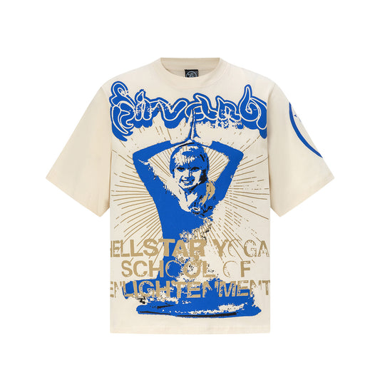 Hellstar Yoga School of Enlightenment Graphic Tee Cream Blue