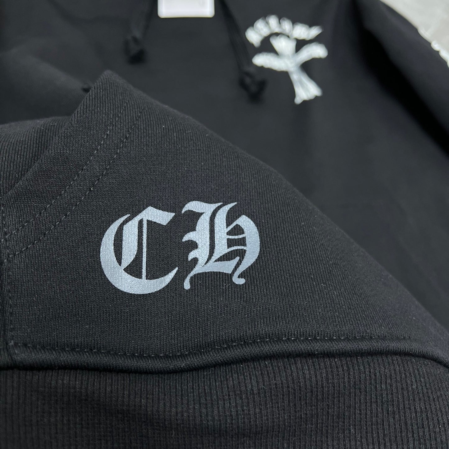 Chrome Hearts Glow Hoodie – Cross Logo Black (Reflective / Glow-in-the-Dark)