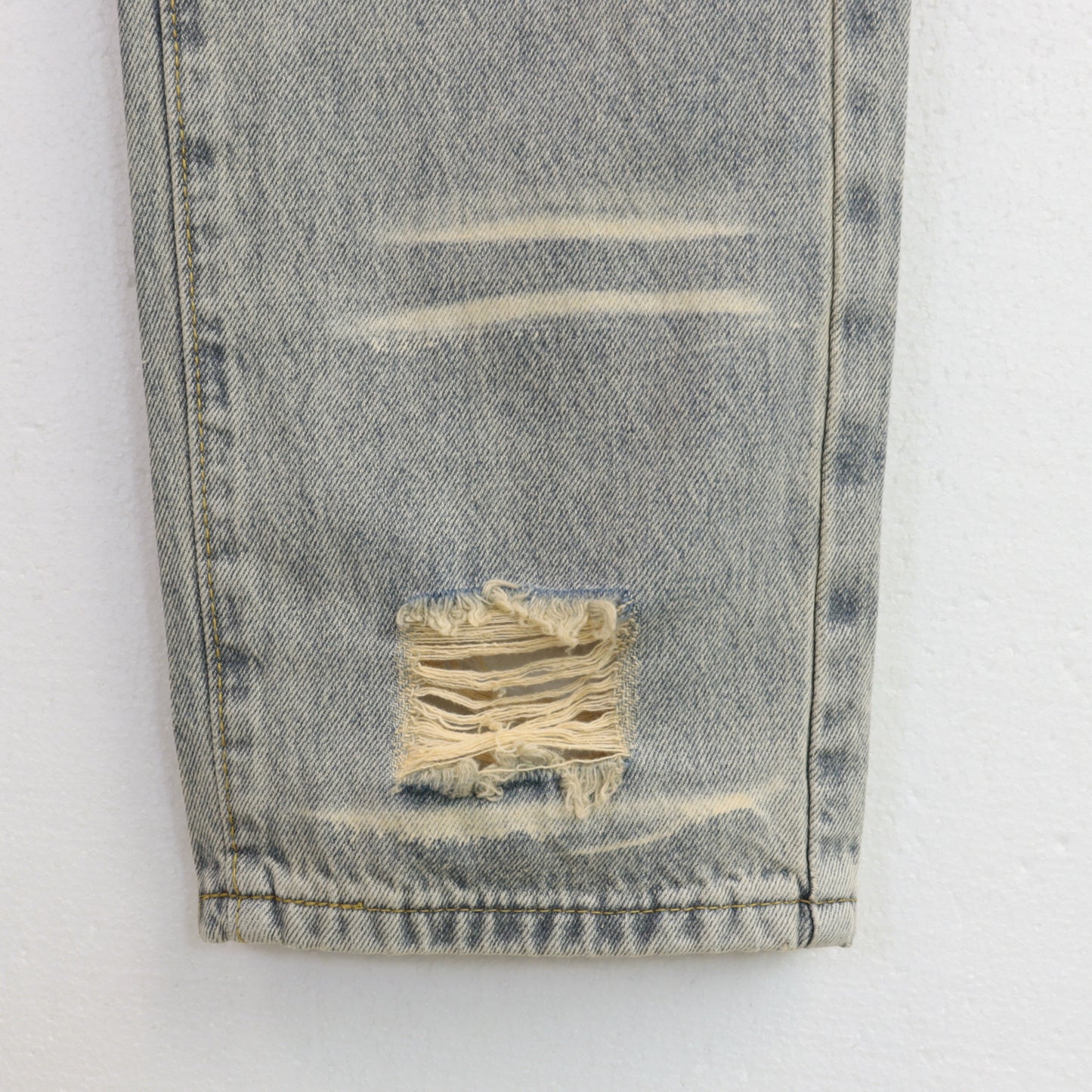 Hellstar Distressed Flame Face Denim Jeans Light Wash